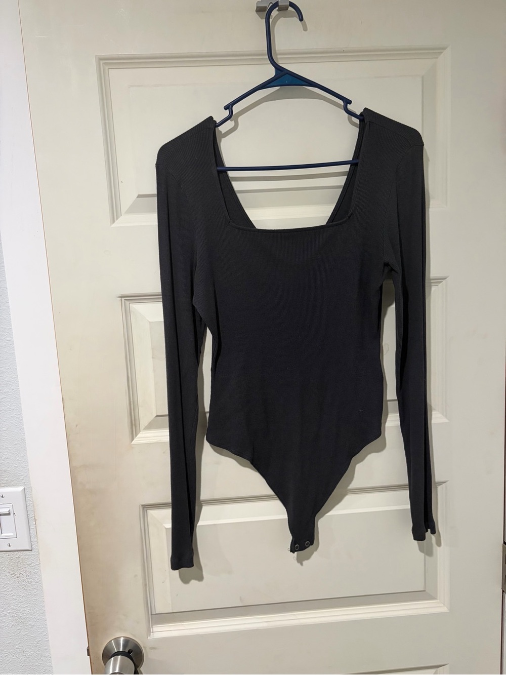 American Eagle Outfitters Black Long-Sleeve Square Neck Bodysuit